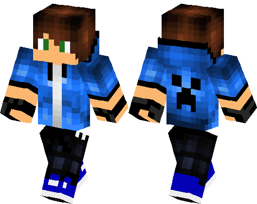 Blue Boy With Creeper Face On The Back Minecraft Skin Minecraft Hub