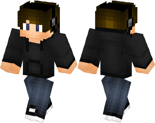 Cool Boy Skin with Headphones! Black Hoodie and Cool Shoes!