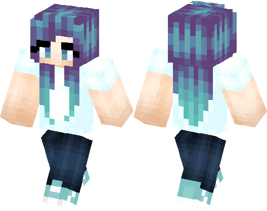 Blue and Purple Hair Minecraft Skin Aesthetic - wide 8