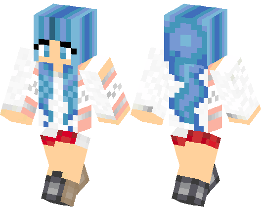 Blue Hair Girl Minecraft Skin Template - wide 7