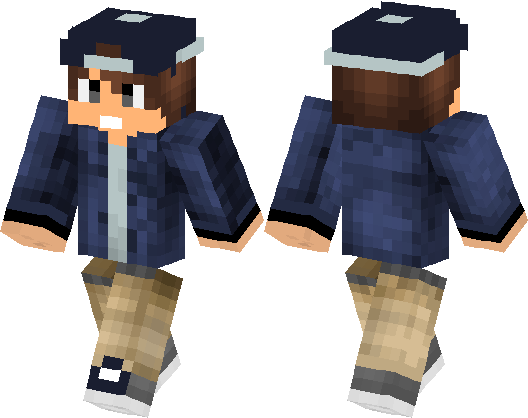 7. Minecraft Skin: Blue Hair Boy with Baseball Cap - wide 3