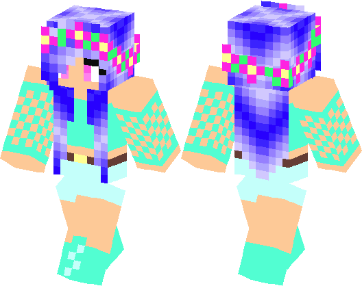Blue Hair Girl Minecraft Skin - wide 11