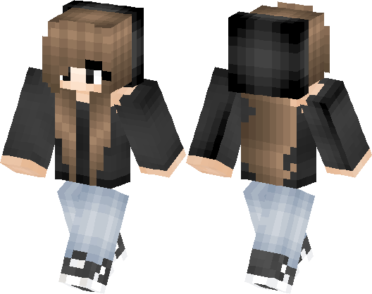 Cute Light Brown Hair Girl Wearing Black | Minecraft Skin | Minecraft Hub
