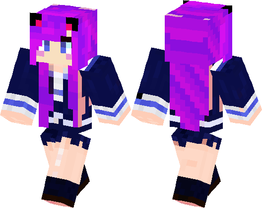 Blue and Purple Hair Minecraft Skin Rainbow - wide 6