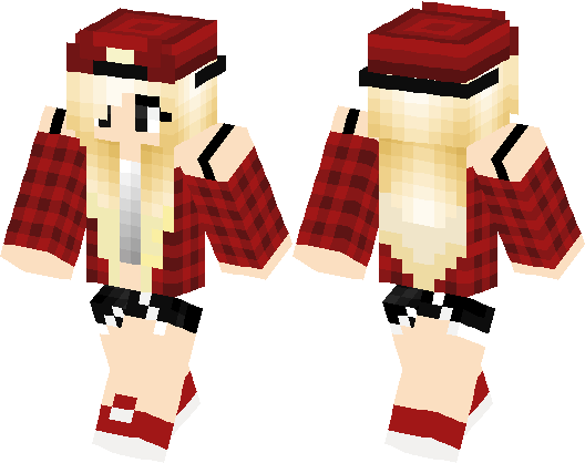 Blonde girl Whit black and red clothes | Minecraft Skin | Minecraft Hub