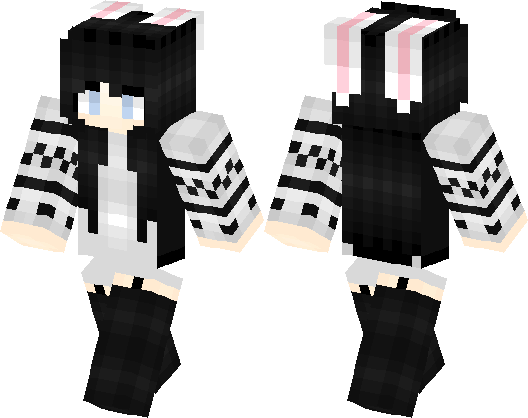 Simplistic Black Rabbit Minecraft Mob Skin,Emo Bunny Girl Minecraft Skin Mi...