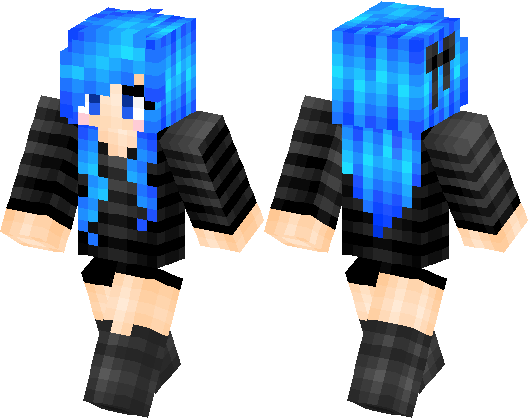 Minecraft Skin with Navy Blue Hair - wide 1