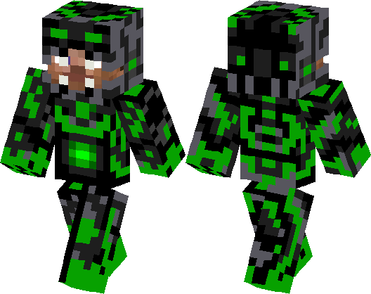 Green power armor Steve